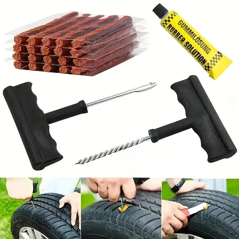 Car Motorcycle Cold Repair 8pcs Vacuum Tire Repair Strip Tire Repair Kit Rubber Plugs Strings Puncture Repair Tools New Amagi
