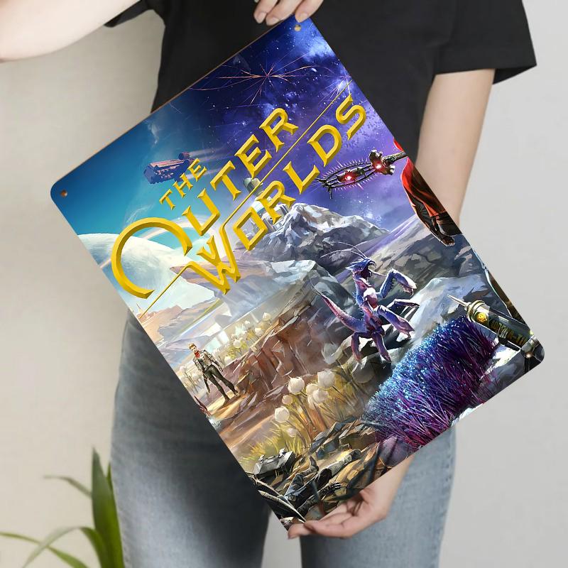The Outer Worlds Game Poster Custom Metal Tin Sign Wall Art Decor for Gamers Room