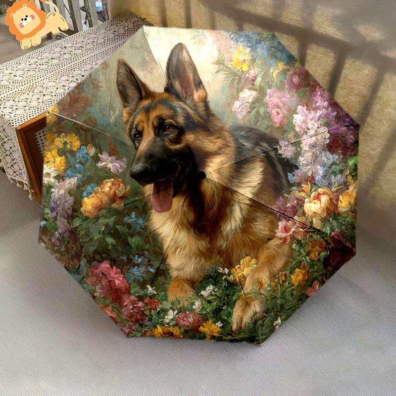 1 PC Automatic Folding Umbrella - German Shepherd Pattern, Portable & Foldable Design with 8 Ribs, Christmas Birthday Gifts