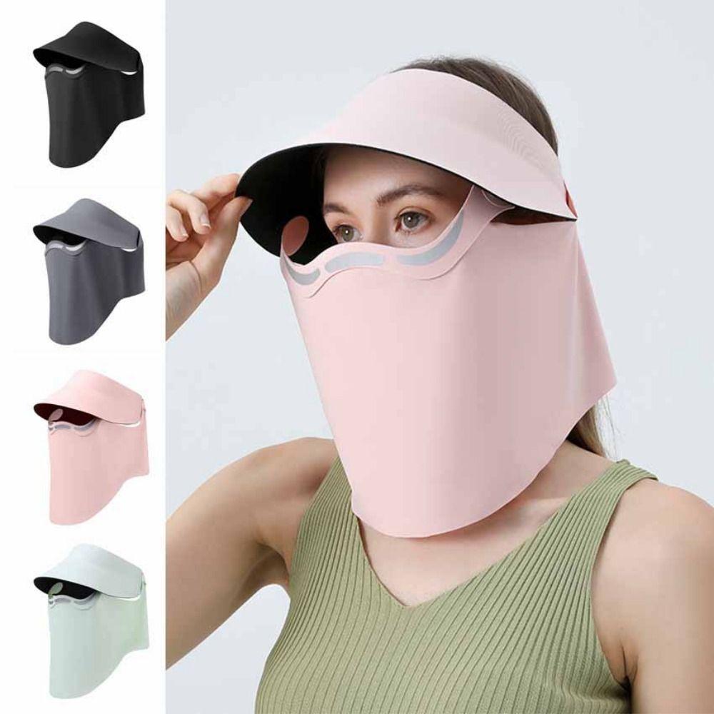 Hollow Top Outdoor Sun Cap Magnetic Full Face Mask Full Protection Large Brim Sun Hat  Summer