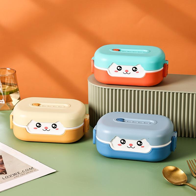 Portable Hermetic Lunch Box 2 Grids Children School Student Bento Box Food Vegetables Containers Leakproof Sealed Lunch Boxes