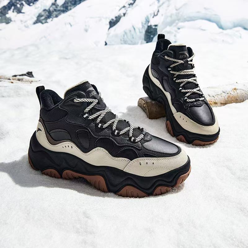 Anta Flowing Glow Fleece Comfortable Trendy Versatile Wear Resistant Warm Low Top Dad Shoes Men sneaker Black 112548953-2