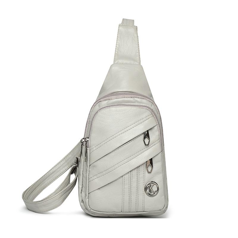 

Женская нагрудная сумка из мягкой кожи, сумка через плечо, спортивная сумка для мобильного телефона на открытом воздухе серый