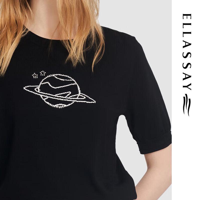 ELLASSAY Women's Short Sleeve Round Neck Knit Sweater EWD352M03700
