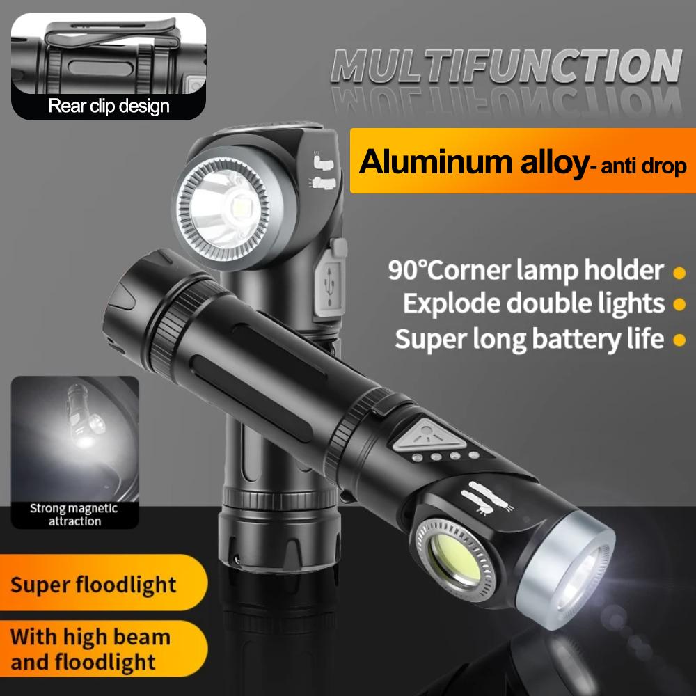 2-in-1 Led Flashlight 90°Twist swivel Headlamp Super Bright Camping Lamp Outdoor Working Hiking Emergency Headlight Magnet Torch