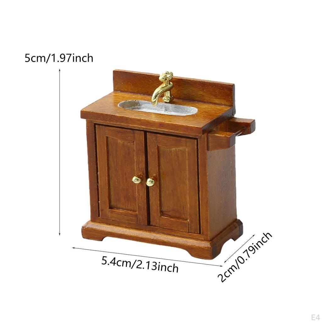 Bathroom Storage for Dollhouse with Sink in 1/16 Scale