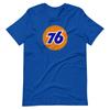 76 Oil T-shirt Grafica a Gas Stile Vintage Heather Royal Manica Corta Unisex