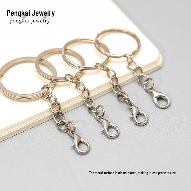 DIY Jewelry Metal Key Rings & Lobster Clasps with Embossed Flat Split Rings