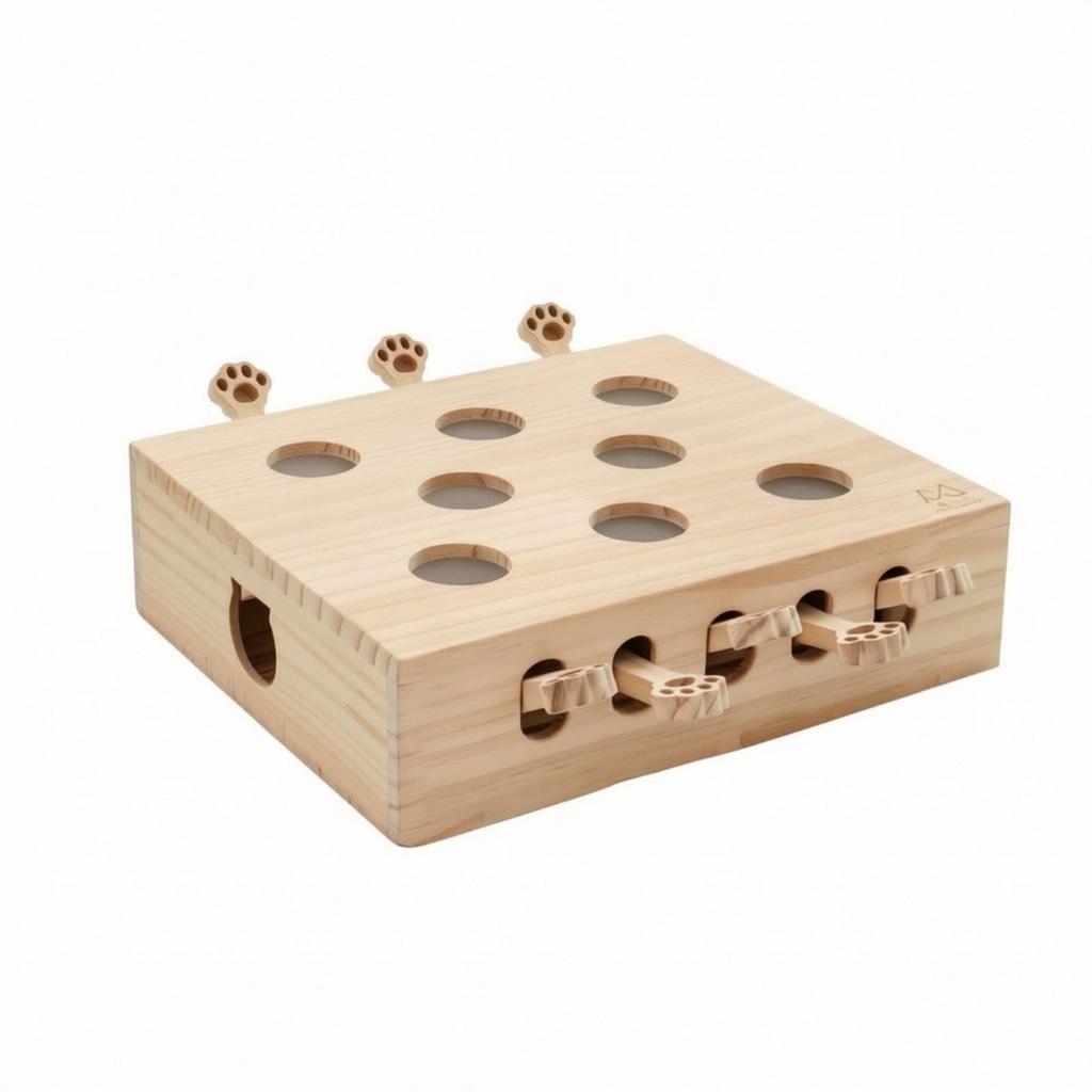 Cat Puzzle Box Solid Wood Wooden Interactive Play Set to for Indoor
