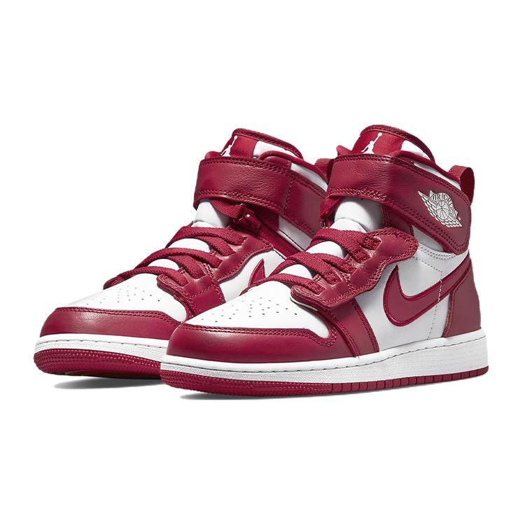Air Jordan 1 High FlyEase GS Cardinal Red Kids Sneakers White DC7986-601