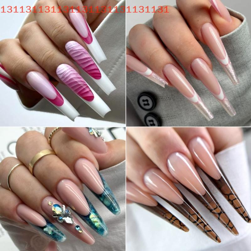 Transparent UV Gel Polish Extension False Nails Art Tips Full Cover Fake Finger Press On Sculpted Manicures Tool for Salon
