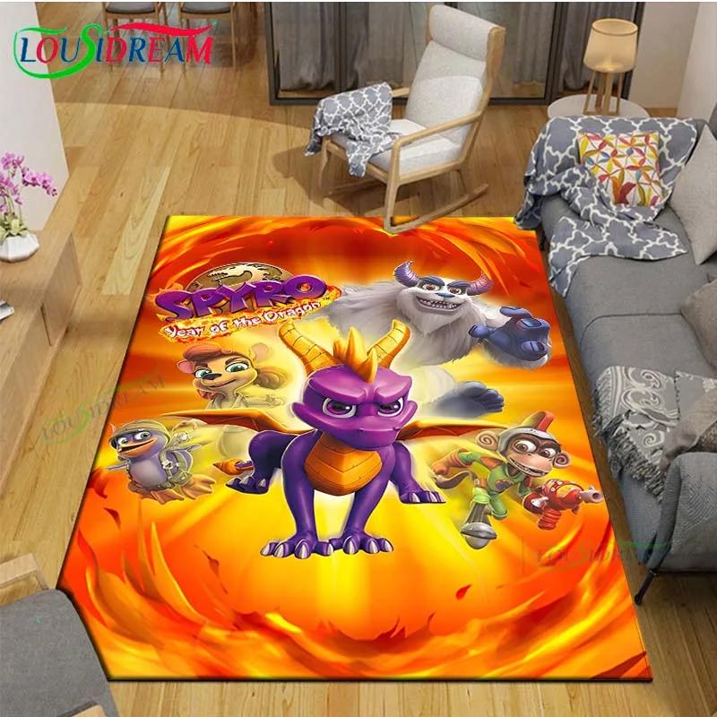3D Klasické Hry S-Spyro Drak Tištěné Koberce Obývací Pokoj Protiskluzový Plošný Koberec Dětský Pokoj Rohožky Jóga Podložka Velký Koberec Dekor
