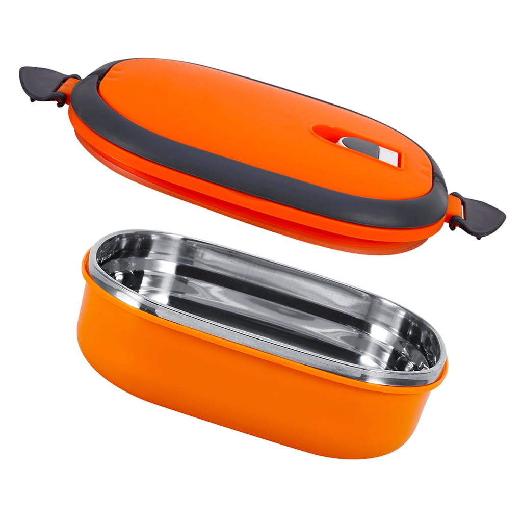 Stainless Steel Insulated Food Storage Supper Dinner Lunch Box 1 Layer Orange