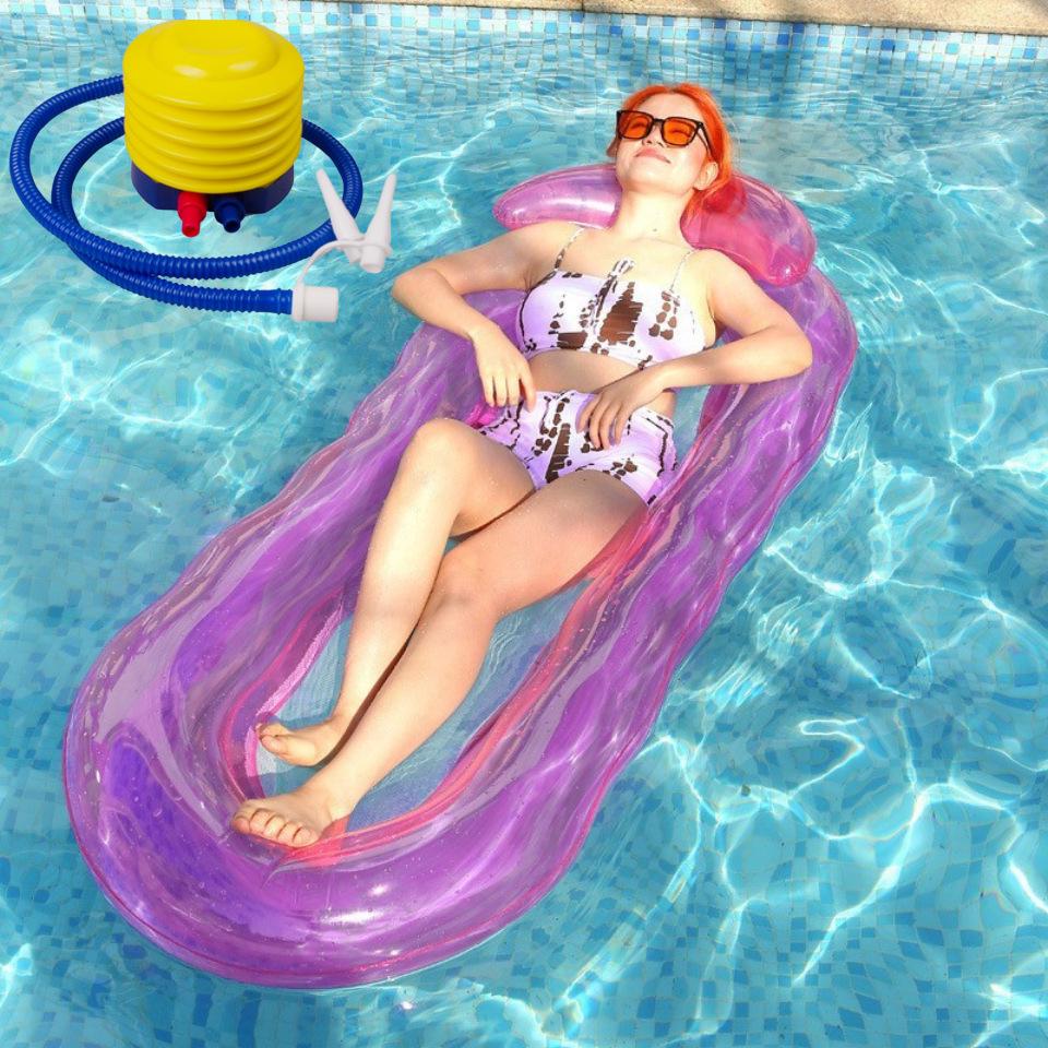 Inflatable Floating Hammock with Armrests & Backrest - Outdoor Mesh Recliner for Adults