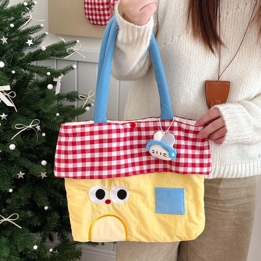 Japanese Style Embroidered Tote Bag Kawaii Cute Shoulder Bag Casual Cartoon Canvas Handbag Outdoor