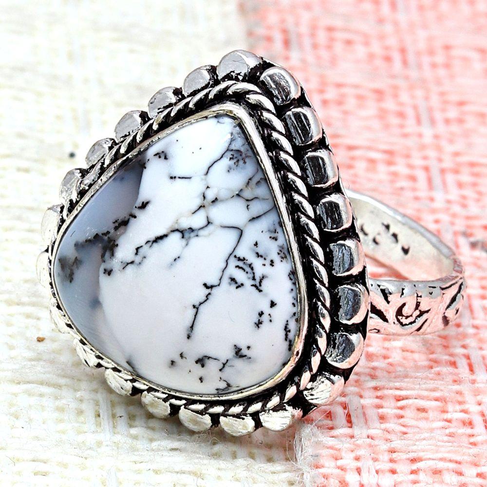 Dendritic Opal Gemstone Handmade Silver Jewelry  "7.5"