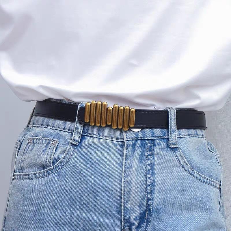 New Korean Belt for Women Retro Metal Buckle for Coat Suit Sweater Shirt with Skirt Tug Waist Seal