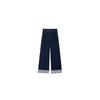 American plaid splicing jeans women's autumn new high-waisted loose and thin straight wide-leg trousers