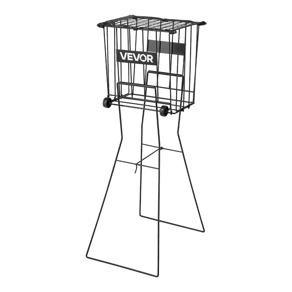 Tennis Ball Hopper, Holds 75 Tennis Balls, Pickleball Basket Cart with Wheels for Easy Pick Up, Portable Pickleball Caddy with Heavy-Duty