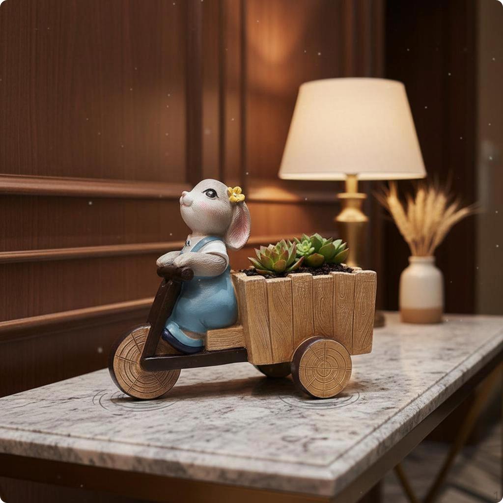 Hare Planter Cute Resin Bunny Flower Pot Realistic Craftsmanship for Courtyard,