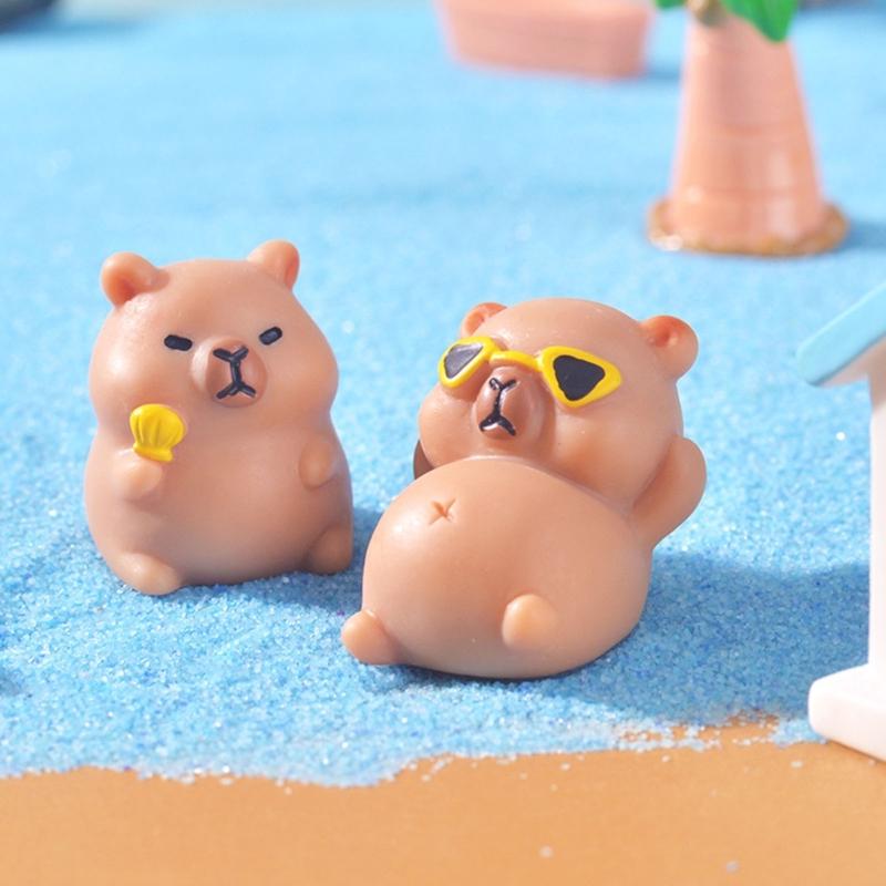 Mini Capybara Figurines Decors Waterproof Toy Playsets Miniature Doll Garden Figurines Cake Toppers Parties Favor