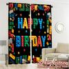 2pcs   2D FLAT PRINTING Curtains (Without Rod) Birthday Blocks(1) Chic Curtains&Window Treatment Machine Washable Fabric Curtains
