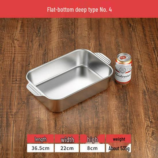 Rostfritt Stål Dubbelörad Djup Rektangulär Bak- och Grillplåt för Fisk och Skaldjur