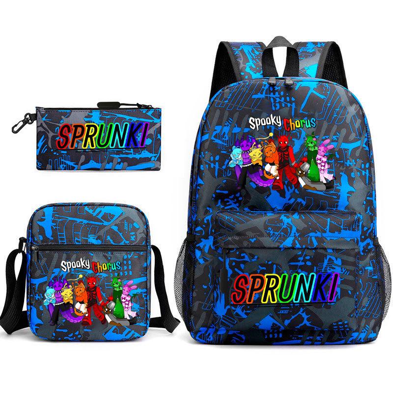 Rhythm box peripheral schoolbag sprunki cartoon starry sky backpack 3-piece set