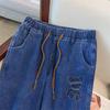 Plus Size Women's High Waist Denim Long Pants - Slimming, Casual, Loose, Cuffed Dad Jeans (200/300 Jin)