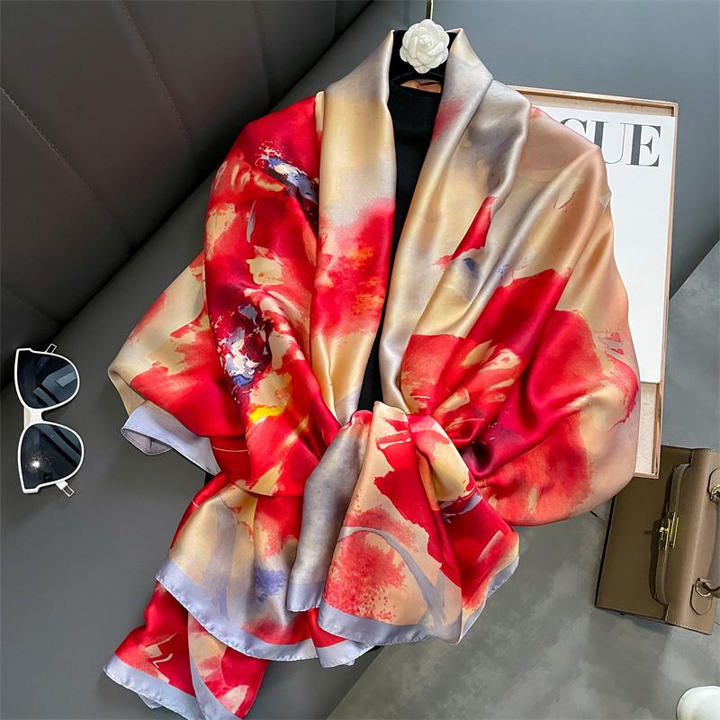 Modny nadruk Duży szal szalik dla kobiet Luksusowy projekt Pashmina Wrap Hidżab Foulard Kobiece plażowe szale Bandana Opaska na głowę Echarpe