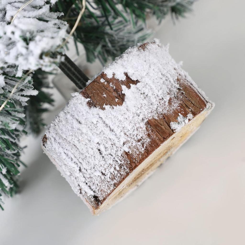 1 Pcs Prelit Tabletop Christmas Tree Snow Flocked Christmas Tree with Led Lights Wood Base Mini Xmas Pine Tree for Table Desk Home Christmas Decor