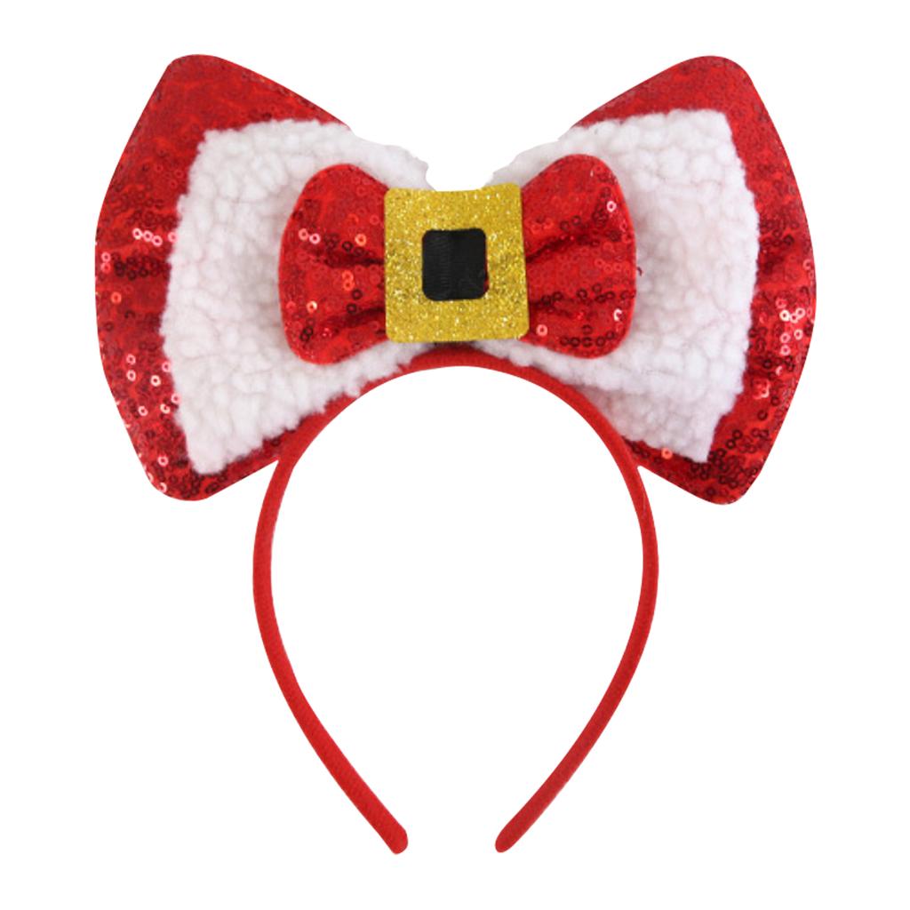Christmas Headband Sequined Bow Headdress Children'S Christmas Party Decoration Large Bow Tie Headband