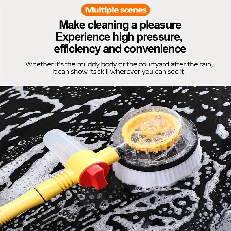 High-Pressure 360° Rotating Car Wash Brush Kit - Automatic Foaming, Chenille Bristles, Adjustable Dip Wash, Rotary Wash Brush