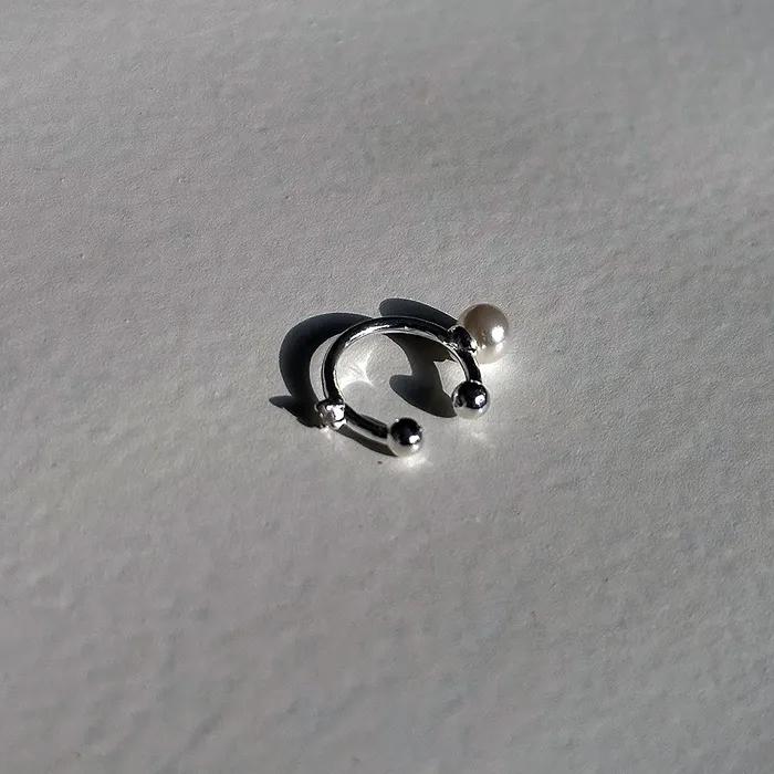 [925silver] Pearl & cubic earcuff