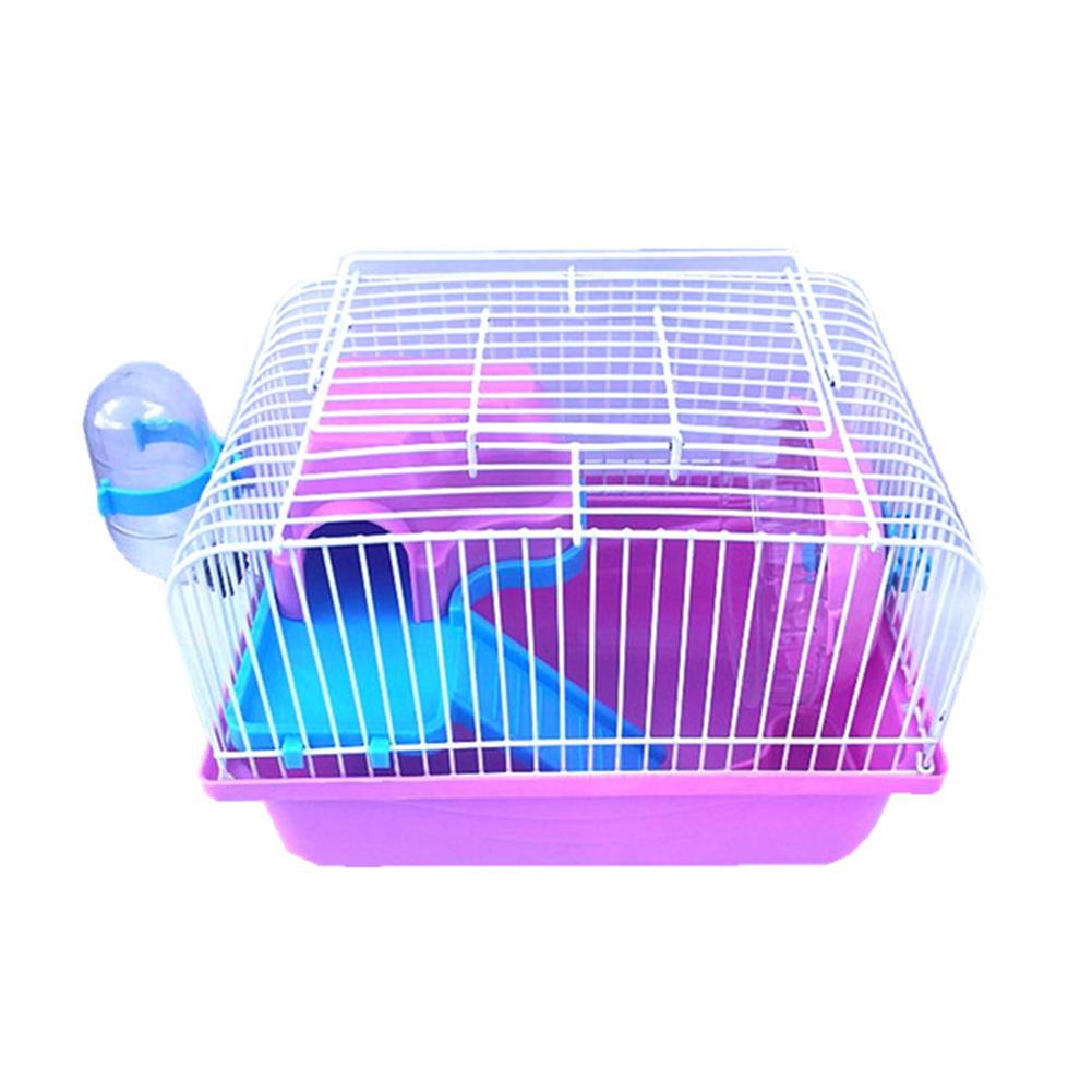 Double Layer Villa Shape Pet Cage with Running Wheel Feeding Bowl for Hamster