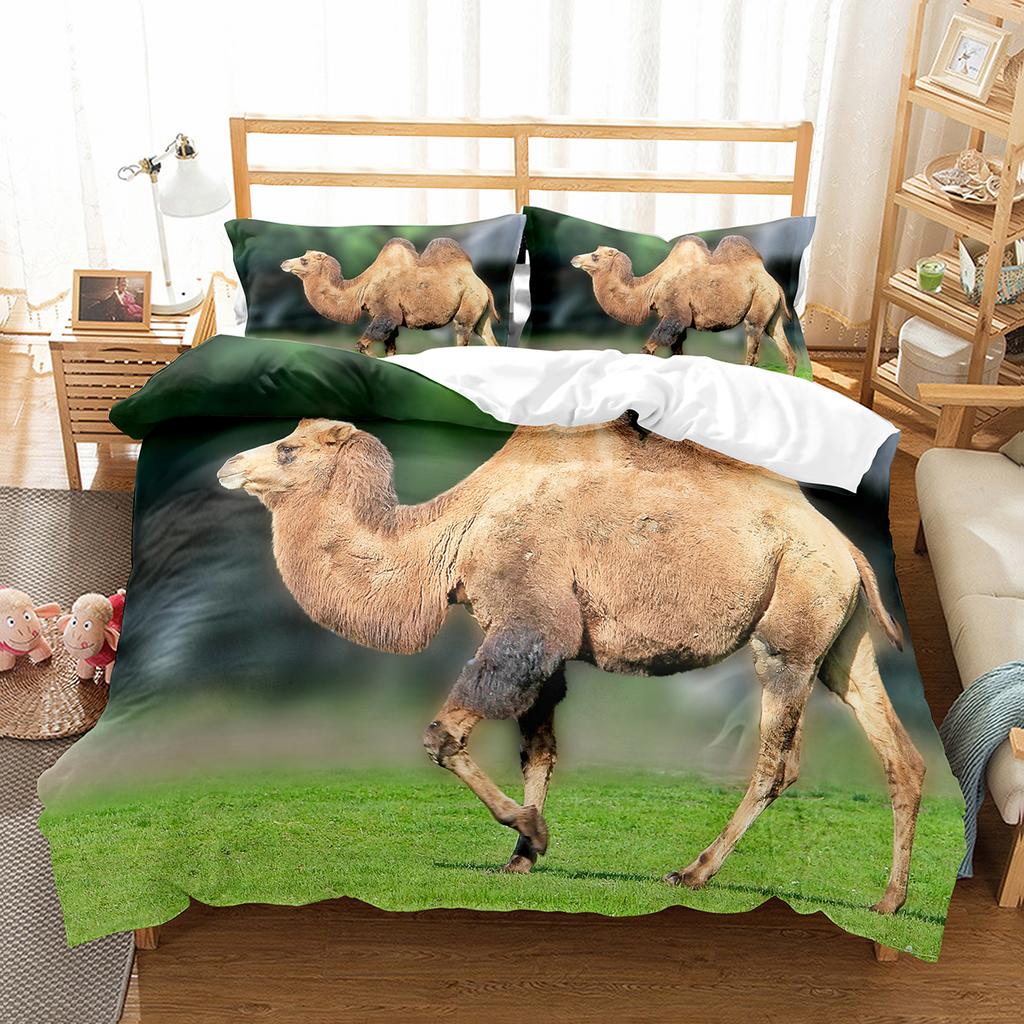 Camel King Queen Duvet Cover Tropical Desert Animals Bedding Set Lovely Wildlife Quilt Cover 2/3pcs Polyester Comforter Cover