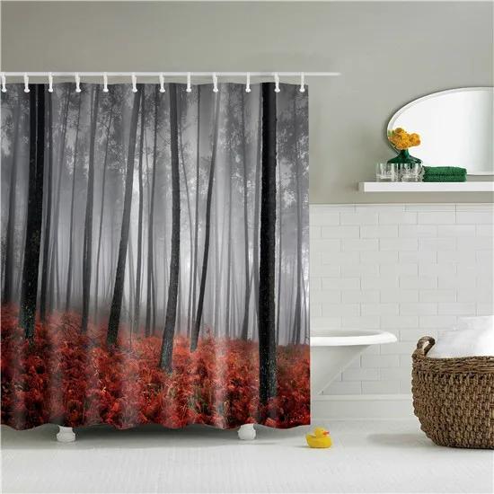 

Beautiful Scenic Forest Mountain Shower Curtains Fabric Waterproof Polyester Bathroom Curtain For Bath With Hooks 180X180Cm W60H190(CM)-1 Pcs