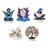 Ornamento Acrílico Plano 2D Sapos Dourados/Motocicleta/Árvore/Gnomos Estátuas Decorações de Mesa para Decorações de Casa e Escritório