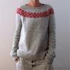 Suéter, para mujer, cuello redondo, bloque de color, corte holgado, jersey, suéter de punto, cálido, top casual