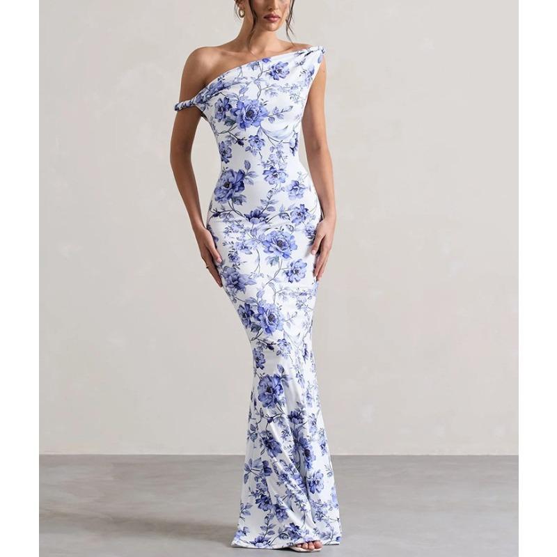 2025 Summer Sexy Halter Leopard Printed Suspender Dress New Fashion Elegant Sleeveless Bodycon Slim Long Party Dresses Women Clothing