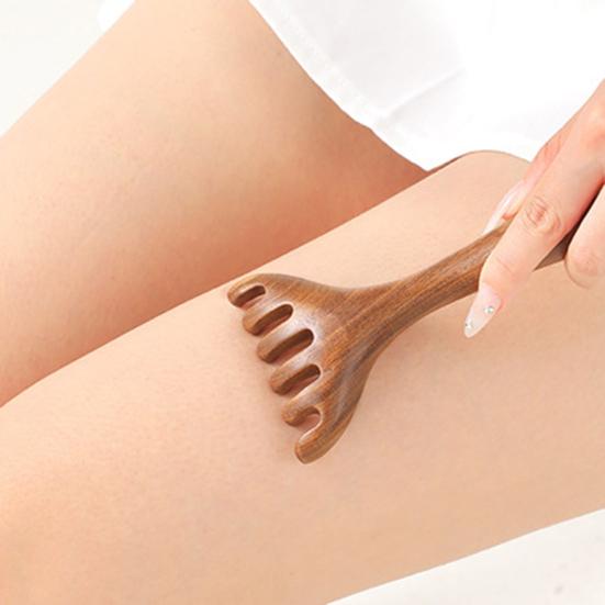 Deer Antlers Meridian Massage Comb with Storage Bag Long Handle Sandalwood Scalp Massager Comb Six-Claw Wide Tooth Body Massage Guasha Scrubber Tool