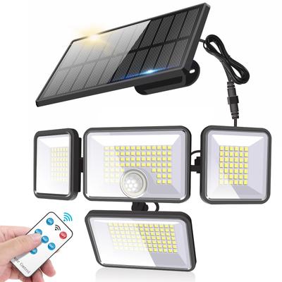 Solar Sensor Light, Separable, 4-Sided Illumination, 360° Adjustment, 4 Modes, 3000 Lumens, 5M Cable, IP65 Waterproof, Remote Control Included,