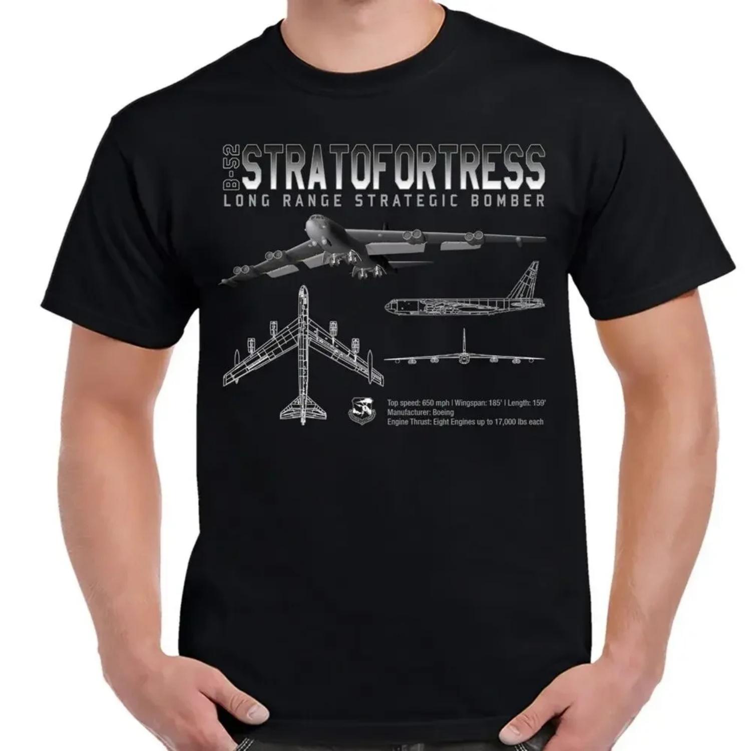 

B-52 _Стратофортресс_ Стратегический Бомбардировщик Схематичный Рисунок Футболка Новая 100% Хлопок Короткий Рукав Круглый Вырез Футболка Повседневная Мужской Топ S чёрный