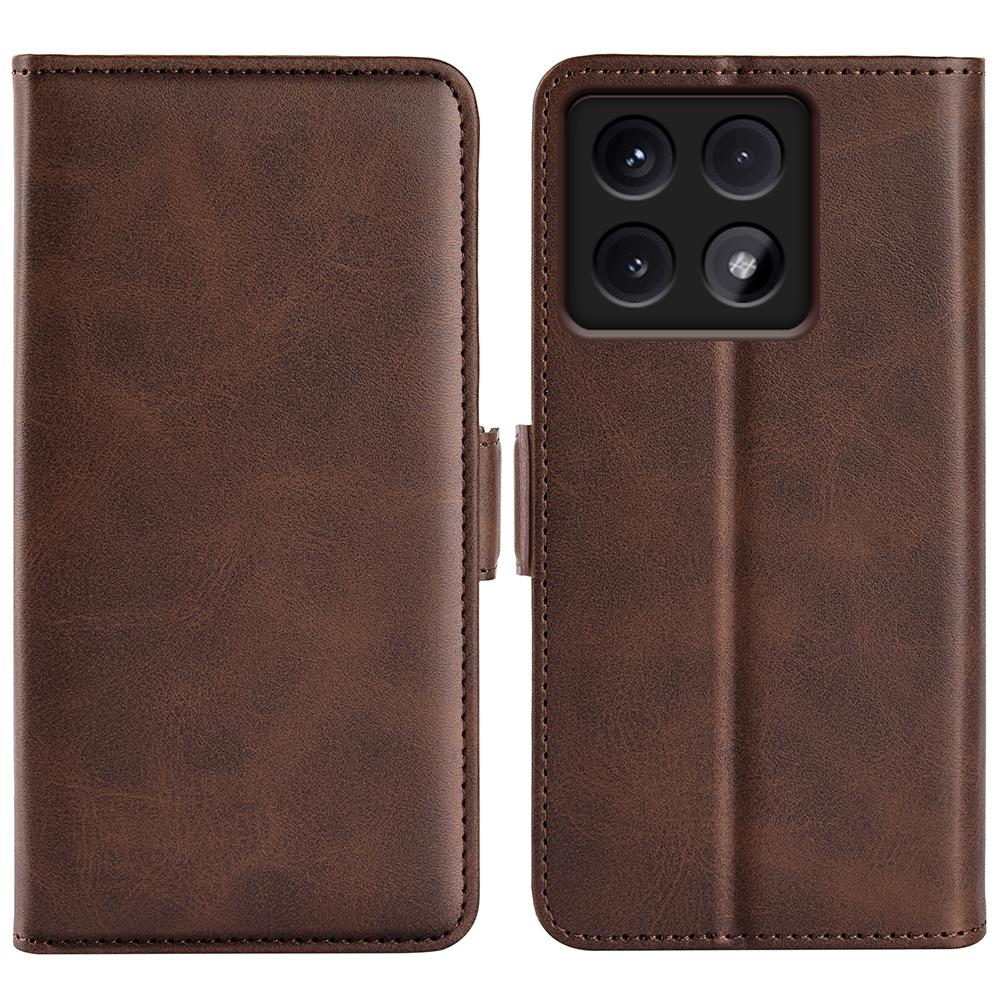 

Чехол-подставка для Xiaomi 14T, кожаный кошелек с текстурой теленка, чехол для телефона Brown