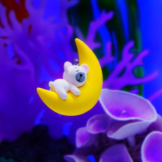 Floating Moon Bear Ornament Cute Mini Moon Bear Fish Tank Accessory for Underwater Landscape Aquarium Decoration