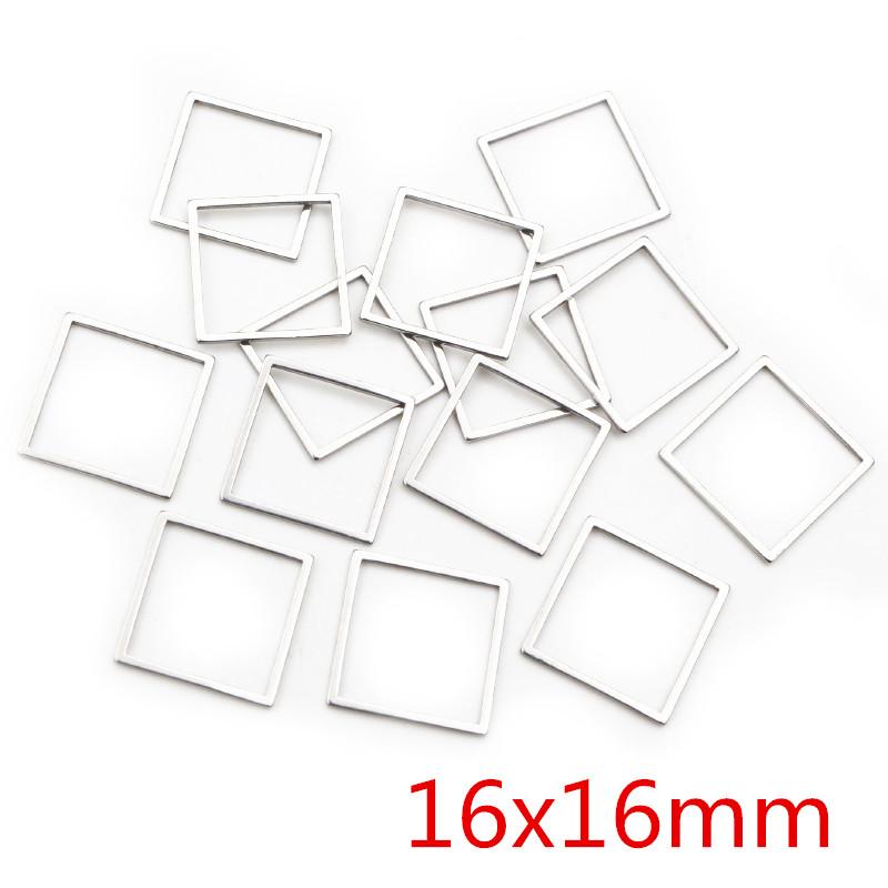 20pcs Stainless Steel Hollow Square Frame Pendant Charms Open Pressed Resin Frame Mold Bezel DIY Jewelry Making Accessories