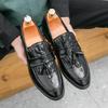 Men's Plus Size Crocodile Pattern Slip-on Loafers - Trendy Casual Leather Shoes