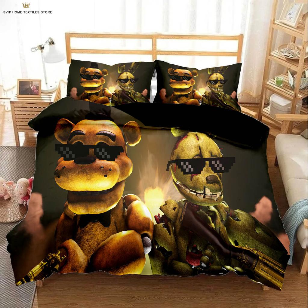 Comforter Dark Game Cartoon 3D Stereo Printing Bedding Set Three-Piece Set Machine Washable