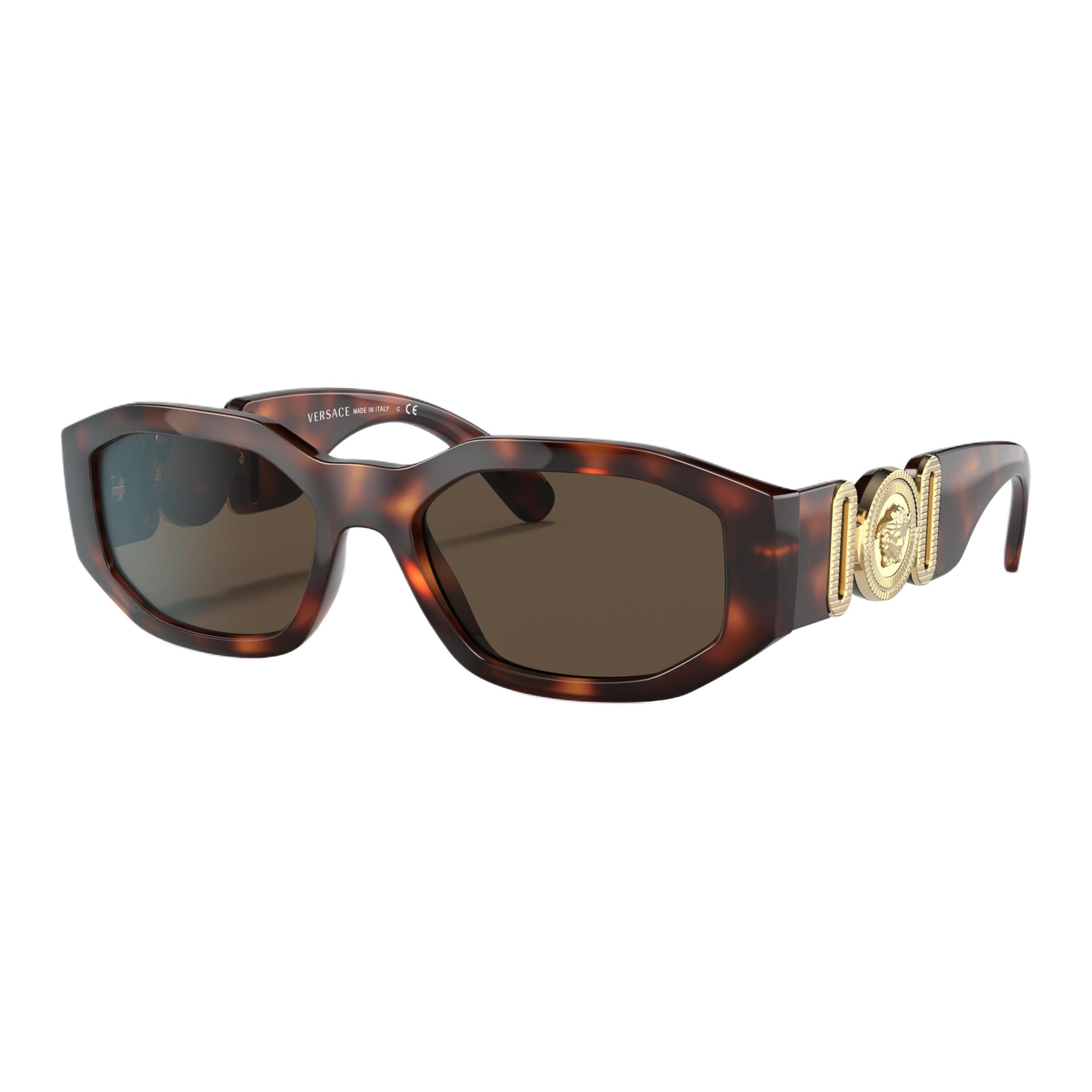 Versace 4361F Elegant Logo Irregular Frame Sunglasses Unisex sunglasses Tortoise 0VE4361F-521773 Basic Packaging,53