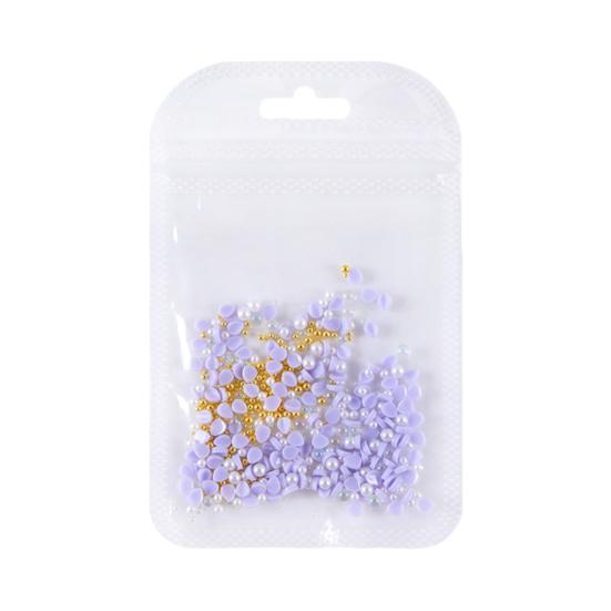 1 Set Flower Petal Nail Art Charm 3D Resin Floral Petal Golden Beads DIY